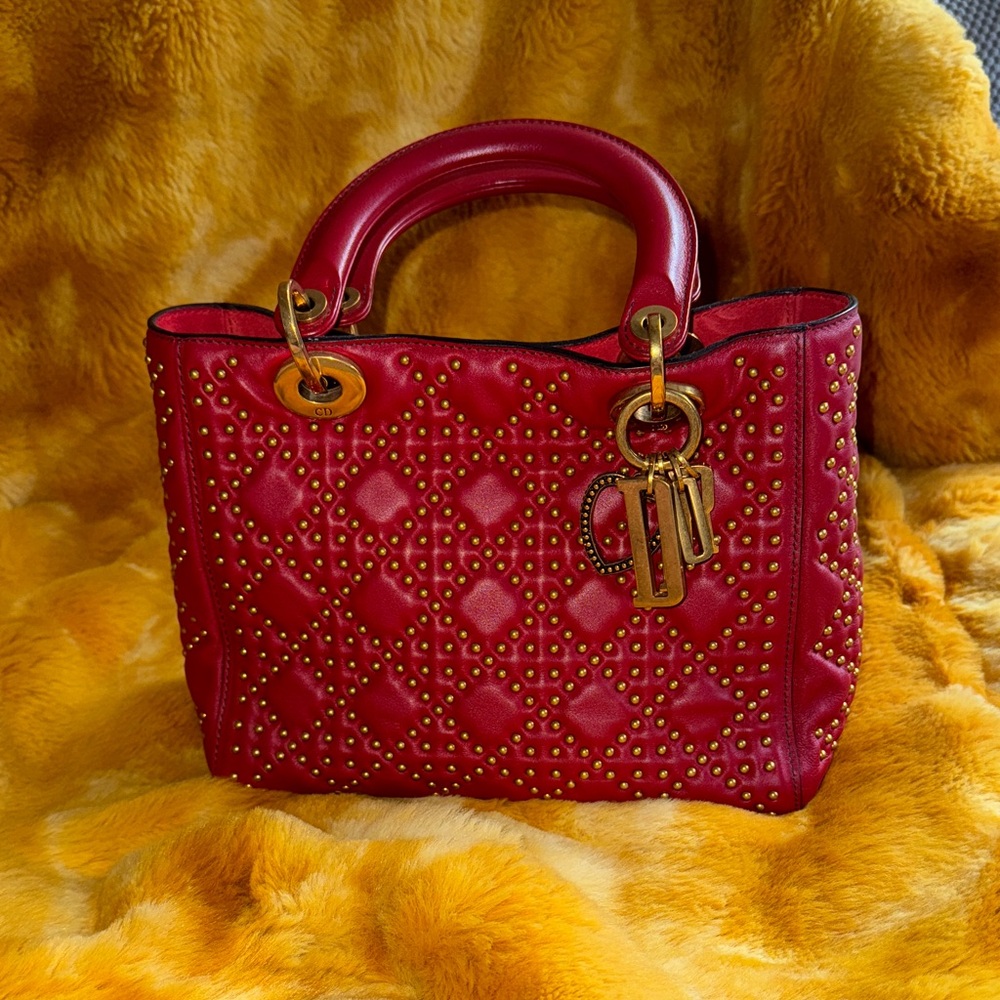 Christian Dior Supple Lady Dior Bag Cannage Studded Lambskin
Medium